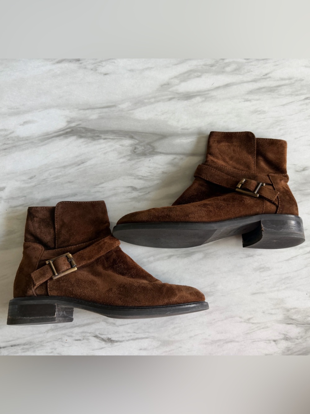 AQUATALIA Made in Italy Womens Brown Suede Buckle Boho Short Moto Bree Boots 8.5